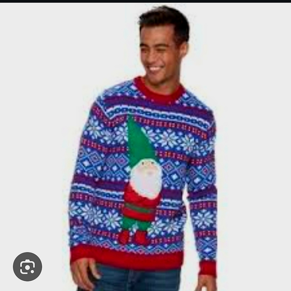 NWT Mens Ugly  Blue and Red Holiday Sweater Size S